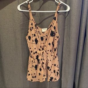 Floral blouse with bow tie